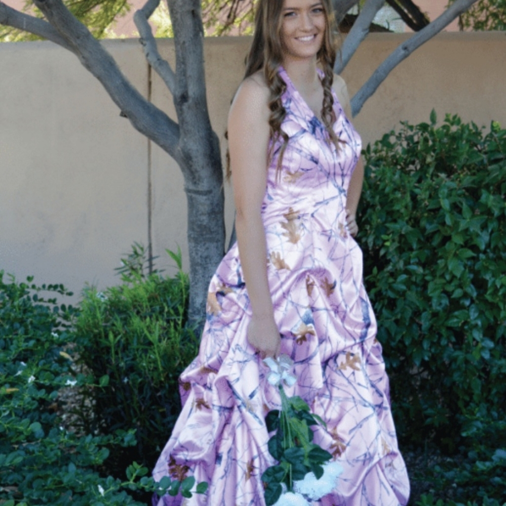 True Timber Pink Camo Halter Prom Bridemaids Wedding Dress Size 10 NEW